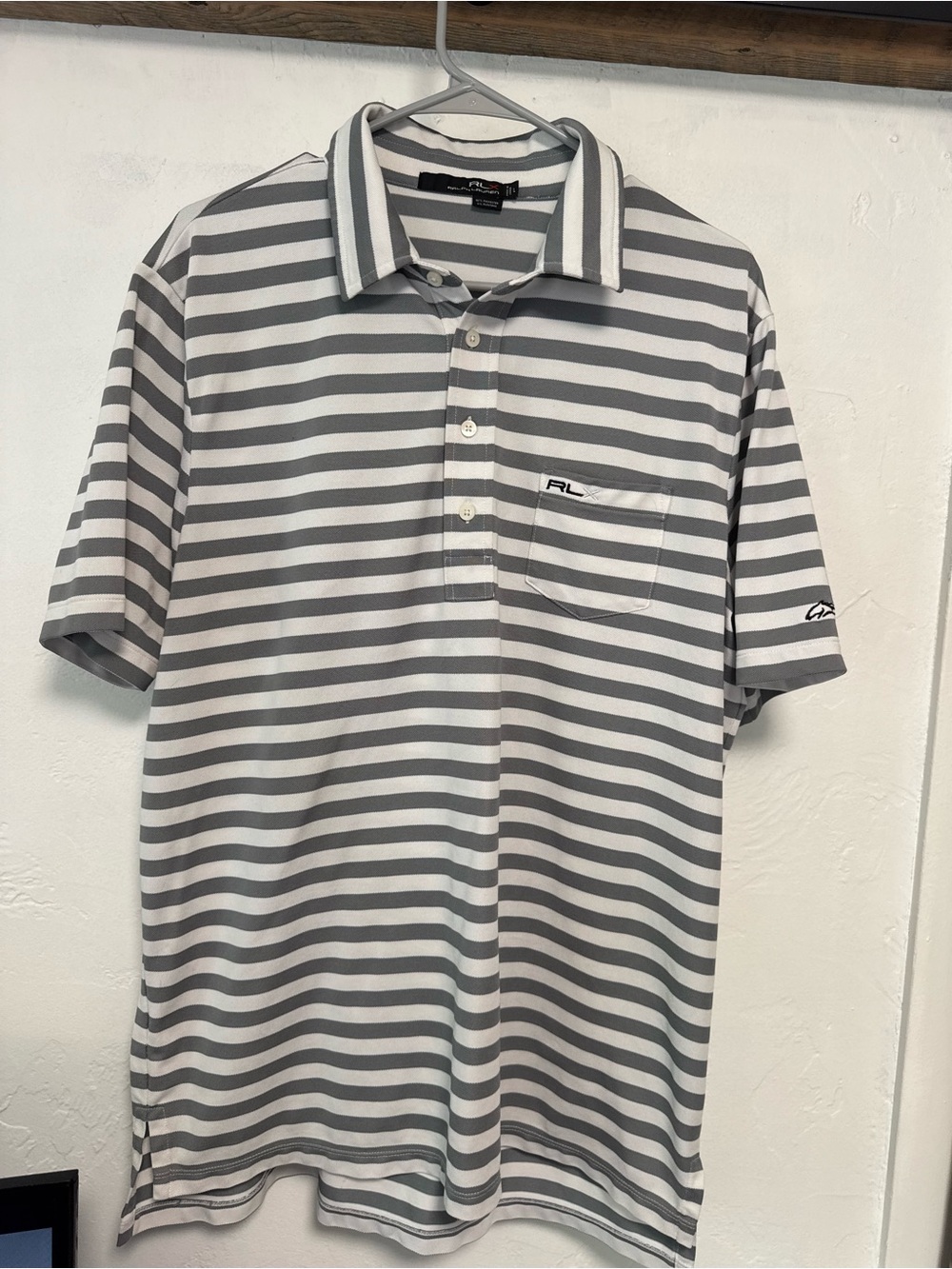 Ralph Lauren Men's Gray & White Striped Polo Shirt